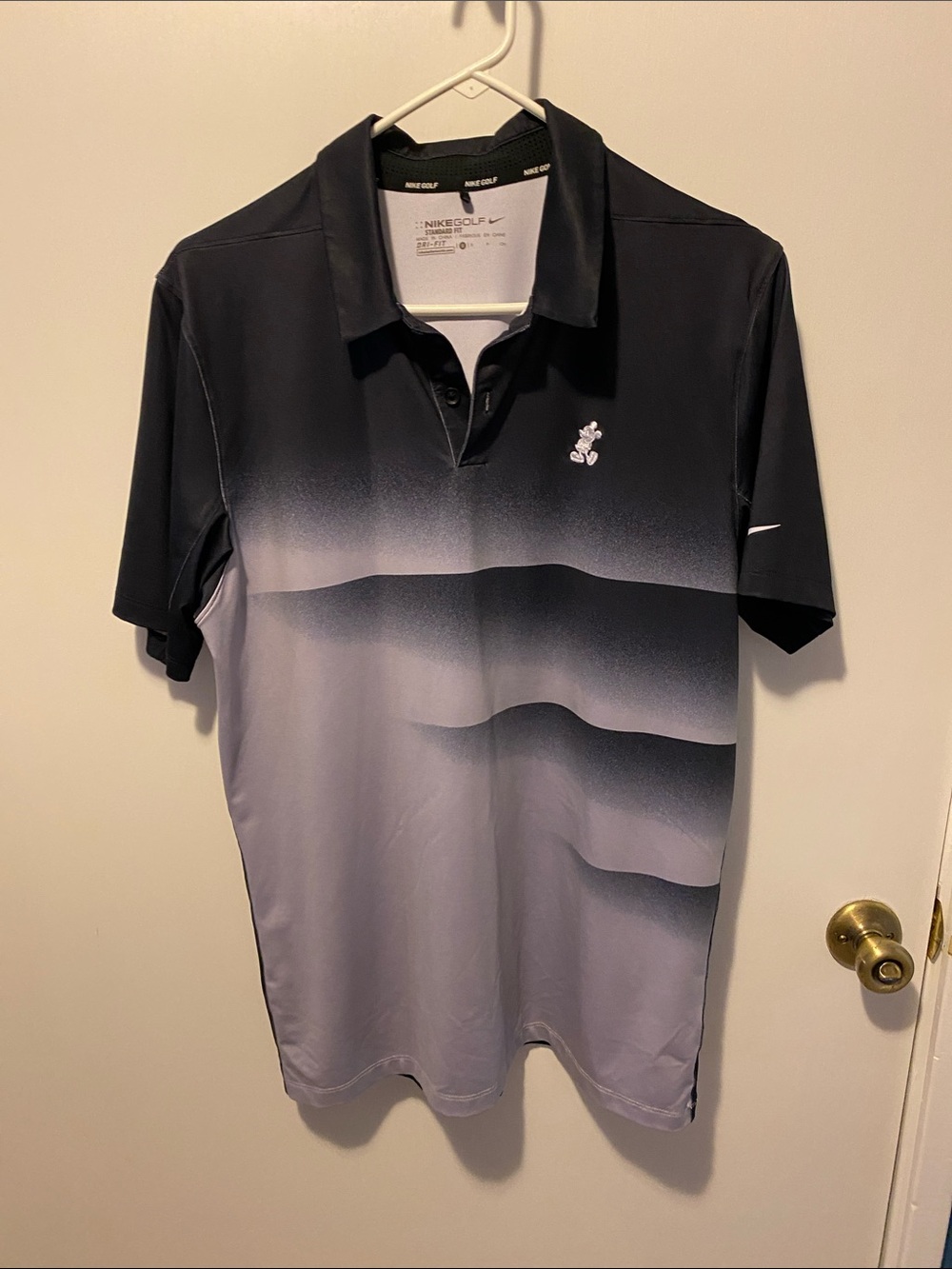 Nike Men's Black and Gray Gradient Performance Polo